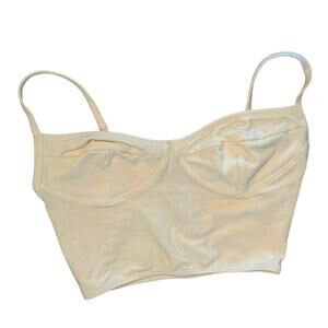 INDAH‎ BODY Cream Corset Bustier Crop Top Adjustable Straps (XS)